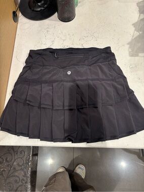 lululemon athletica Black Layered Pleated Skater Skirt with Built-In Shorts